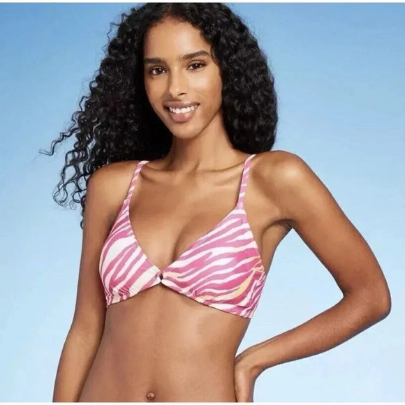 Shade & Shore Women's Center Front Ring Triangle Zebra Bikini Top Large (12/14) - Picture 1 of 9